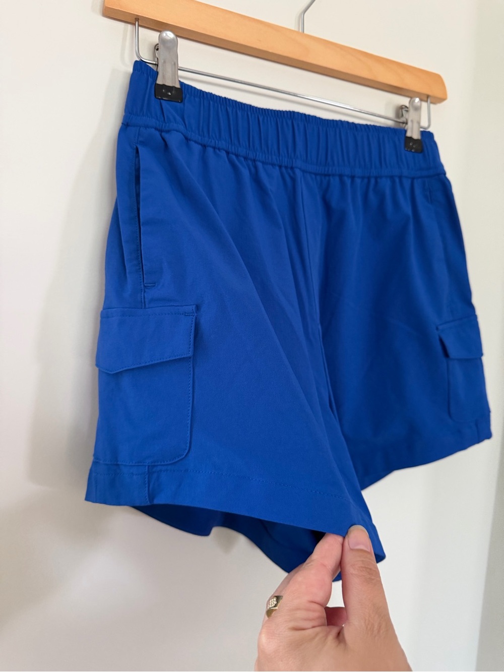 Womens Athletic Cargo Shorts in Bright Blue - Picture 2 of 5
